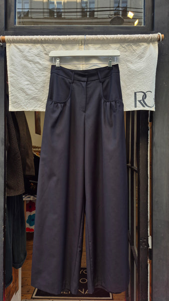 Gathered Pocket Wide Leg Trousers