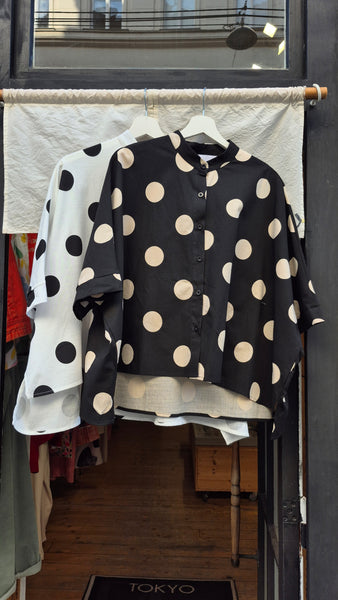 Crew Neck Polka Dot Blouse