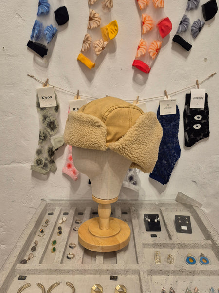 Cotton earflap boa cap