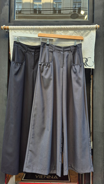 Gathered Pocket Wide Leg Trousers