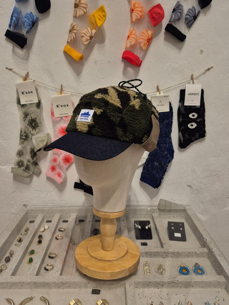 Boa Flap Cap with Denim Visor
