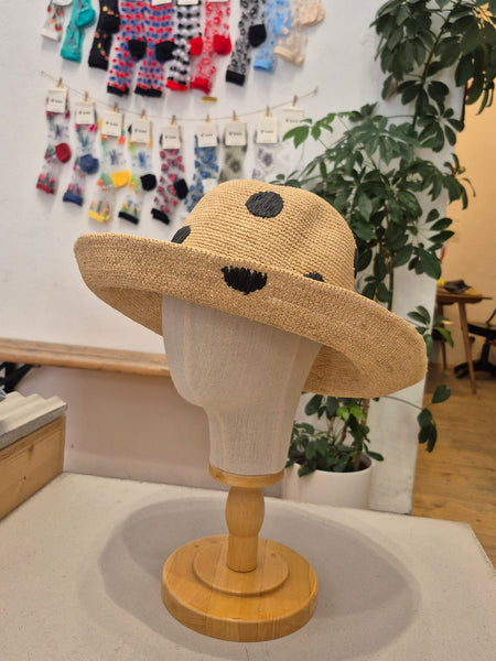 Dot Straw Bucket Hat
