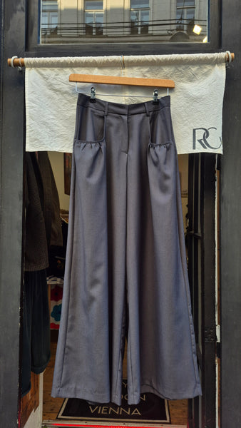 Gathered Pocket Wide Leg Trousers