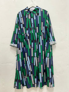 Colourful brick pattern shirt dress (2 colours)