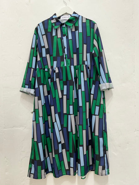 Colourful brick pattern dress (2 colours)