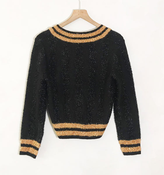V-neckline Glittery Jumper (2colours)