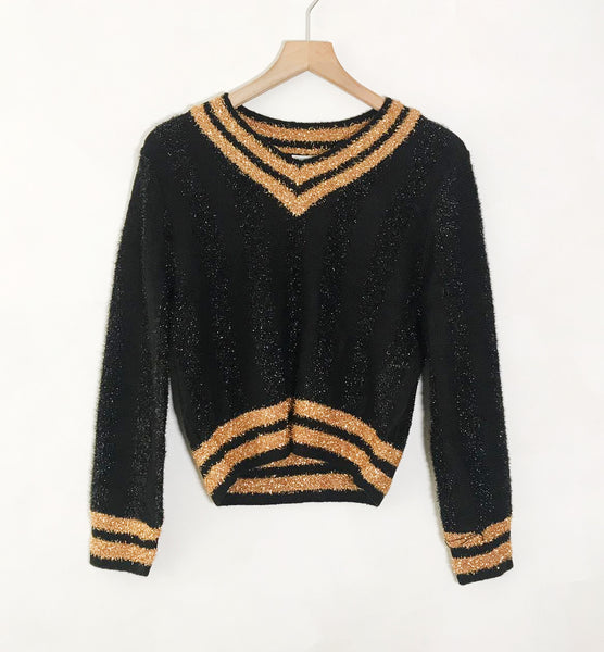 V-neckline Glittery Jumper (2colours)