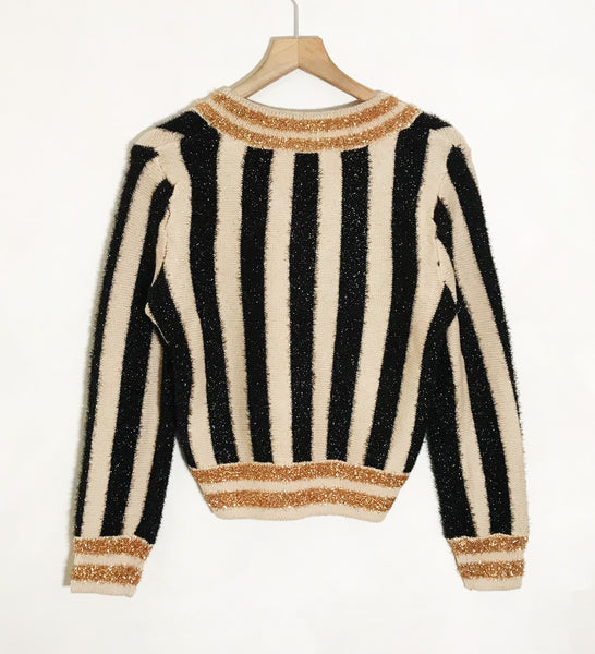 V-neckline Glittery Jumper (2colours)