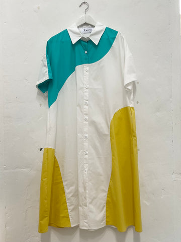 Colourful wave pattern HS shirt dress (2 colours)