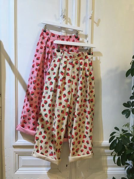 Strawberry Pattern Print Trousers (2 colours)