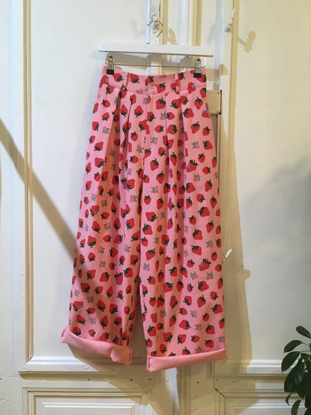 Strawberry Pattern Print Trousers (2 colours)
