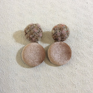 Tweed x Velvet Round Earrings (2colours)